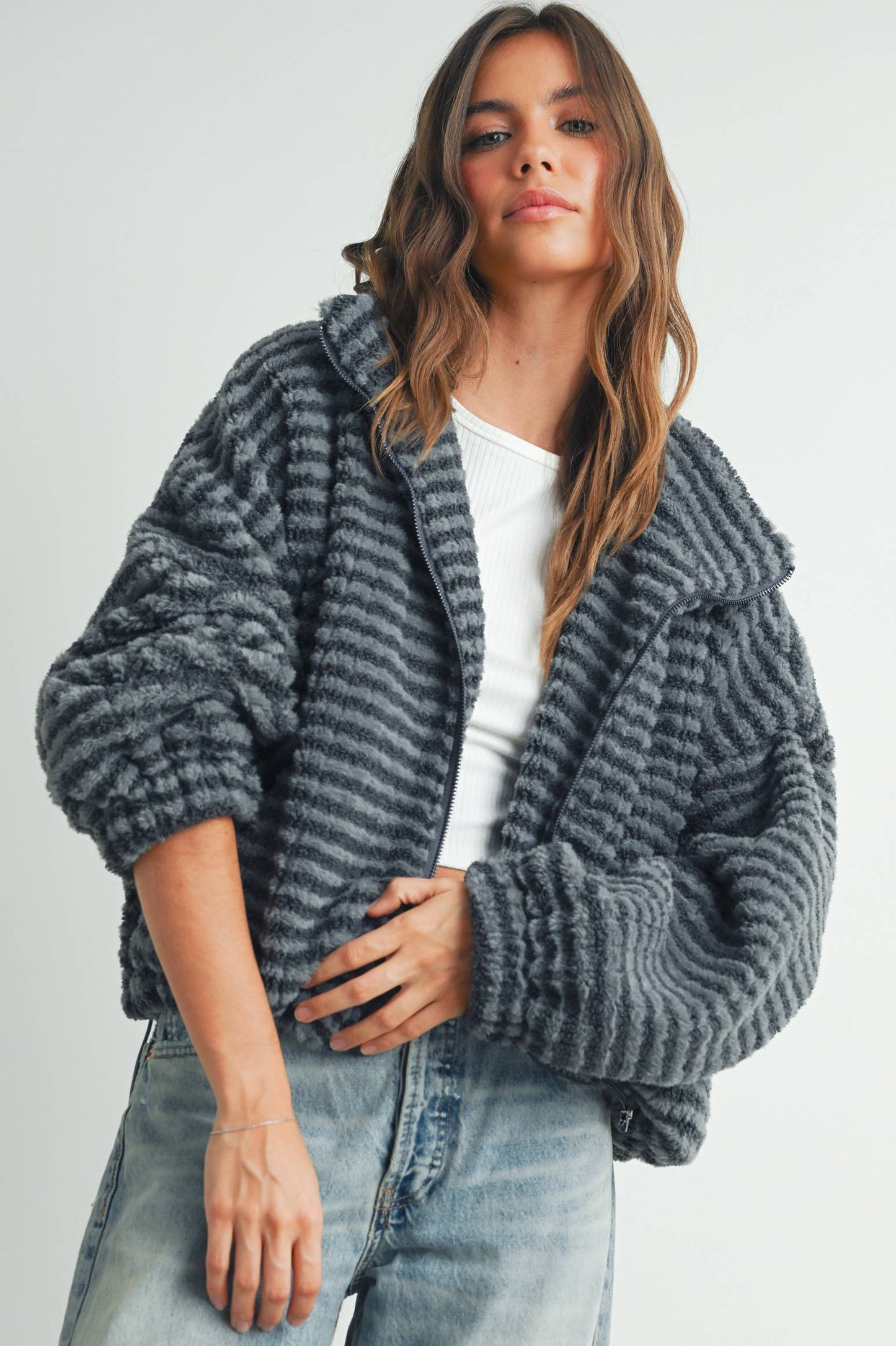 Fall Collared Puffer Jacket - BMJ7497: CHARCOAL / S