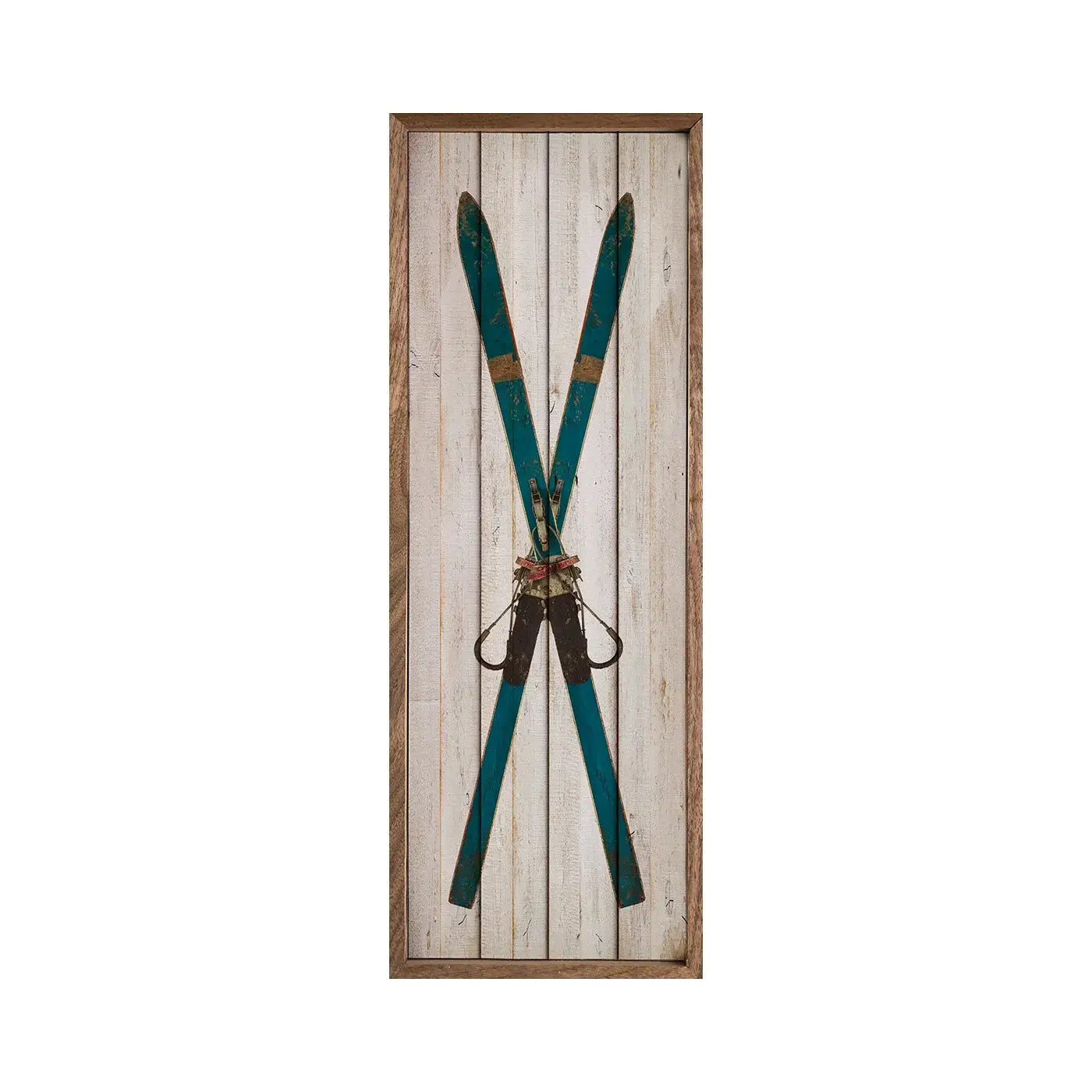 Crossed Blue Skis Whitewash: 4 x 12 x 1.5
