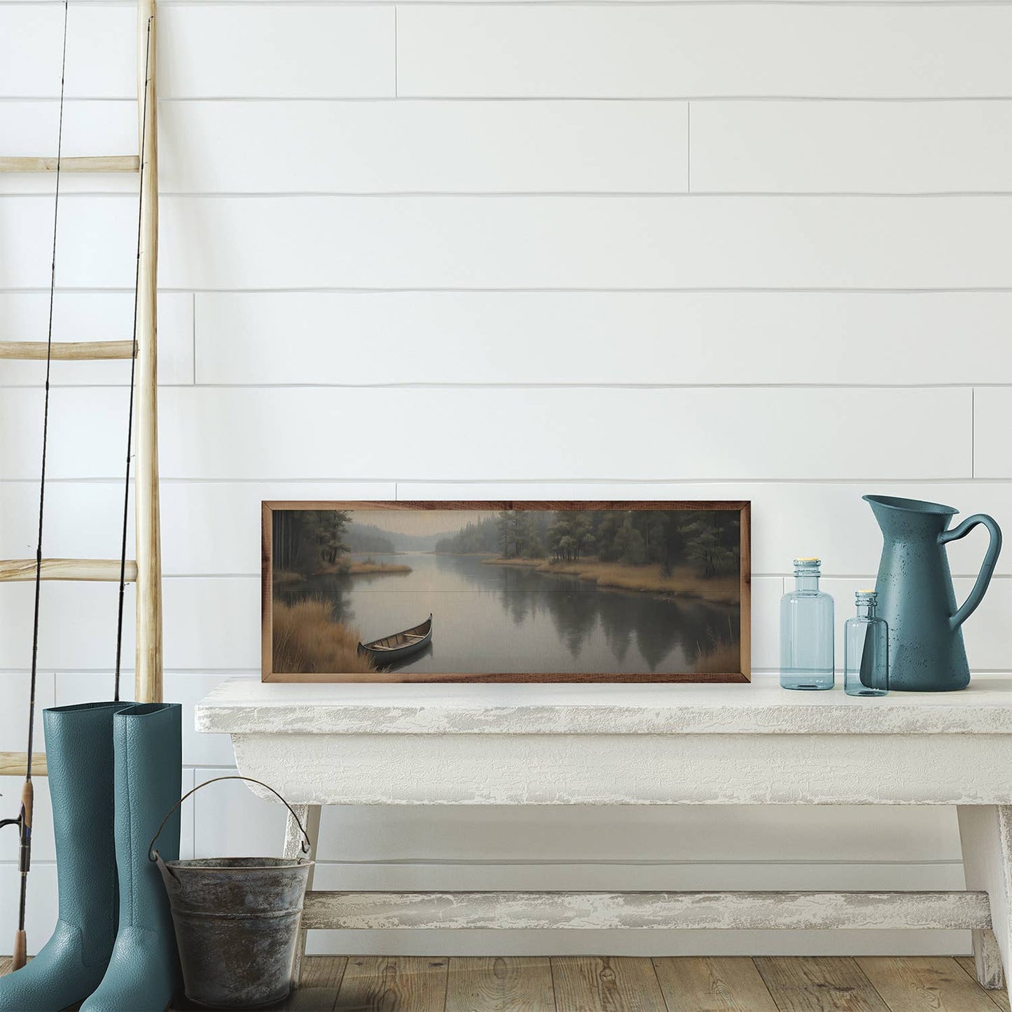 Canoe On The Lake Edge: 36x12