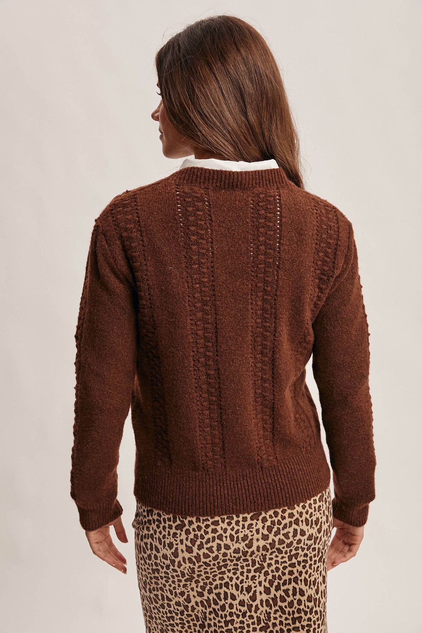 Textured Cable Stitch Pullover Sweater FSW0016: Elephant Grey / Contemporary / M
