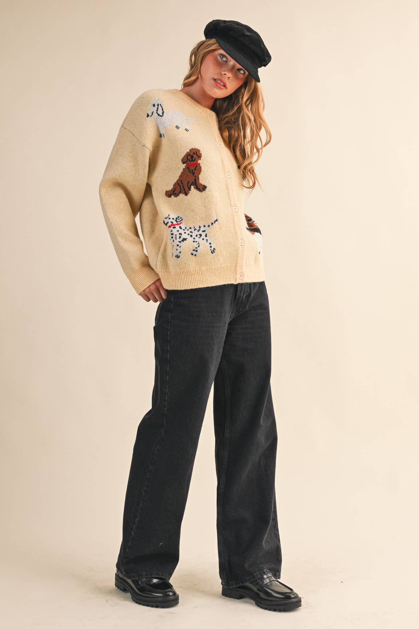 DOG KNIT SWEATER CARDIGAN MSW11186: Navy / L