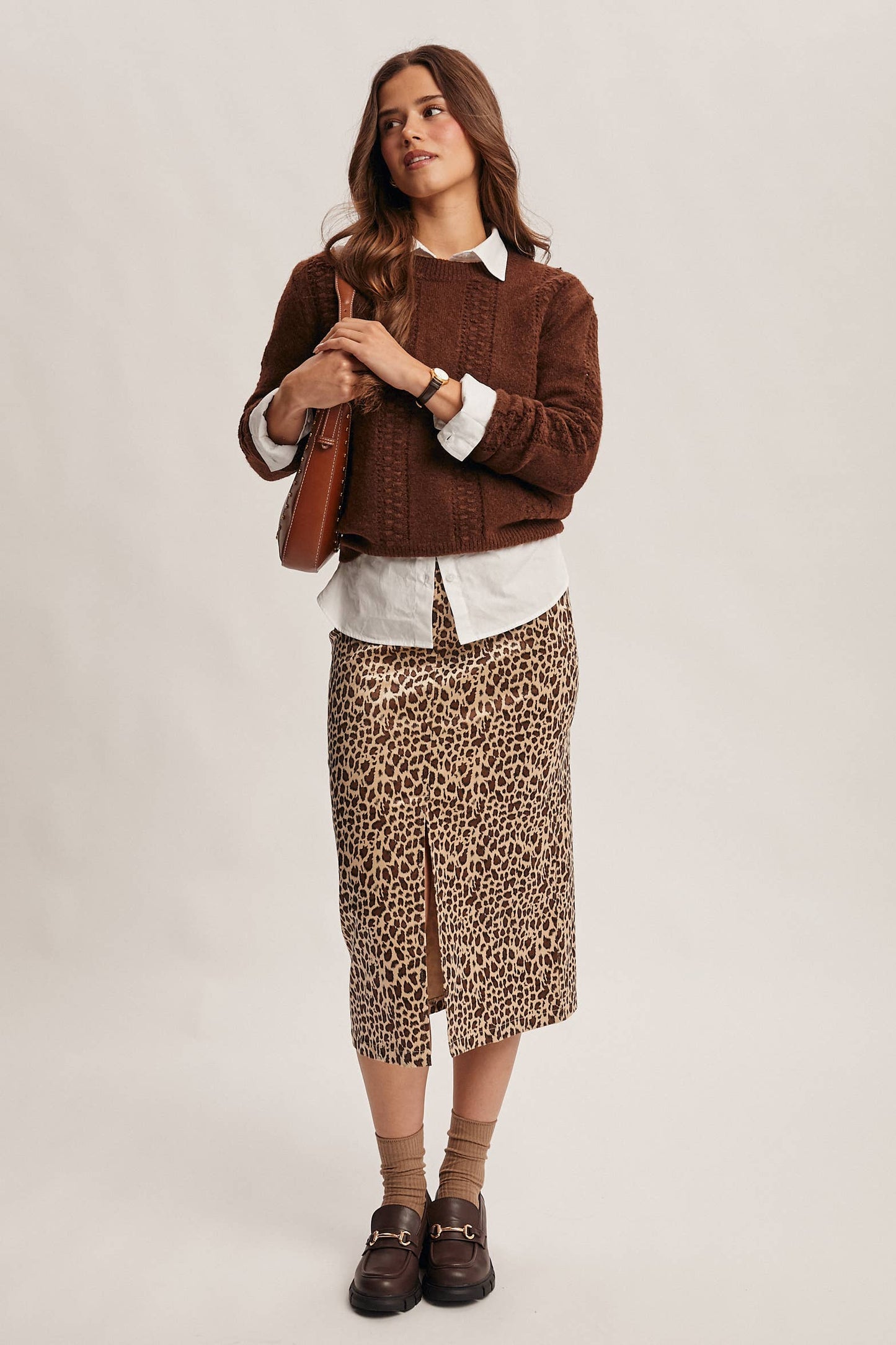 Textured Cable Stitch Pullover Sweater FSW0016: Elephant Grey / Contemporary / M