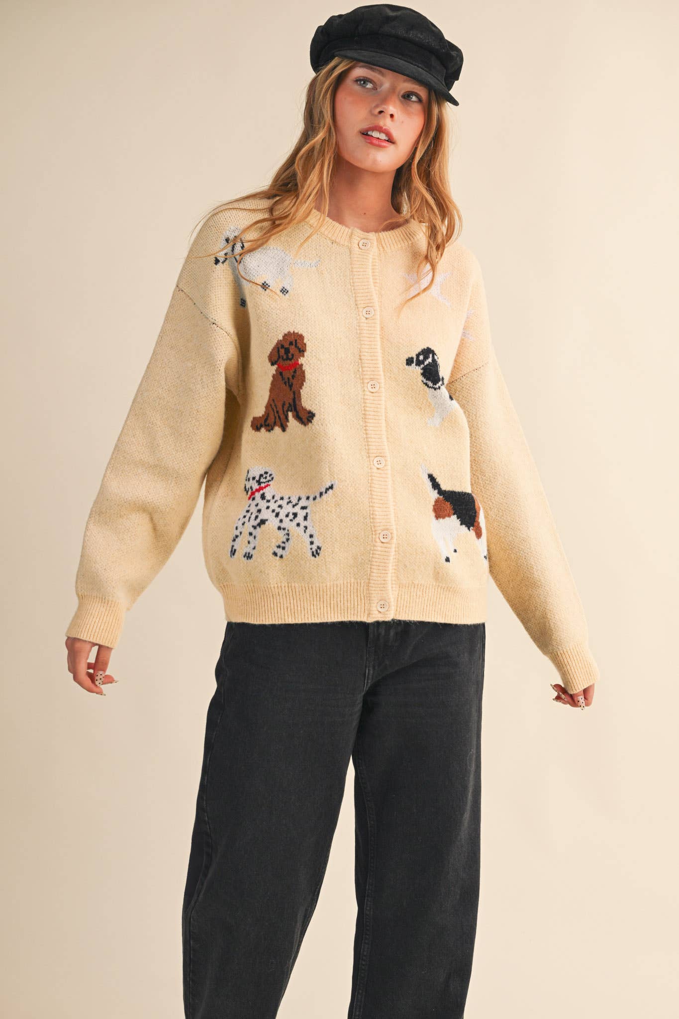 DOG KNIT SWEATER CARDIGAN MSW11186: Navy / M