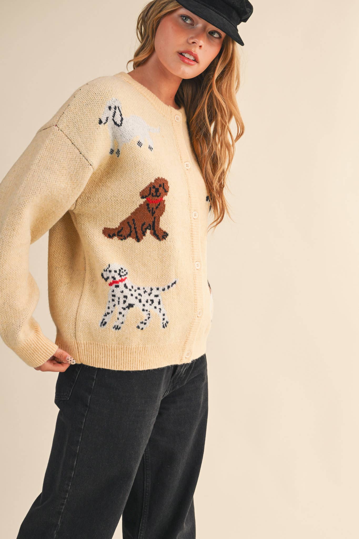 DOG KNIT SWEATER CARDIGAN MSW11186: Navy / L