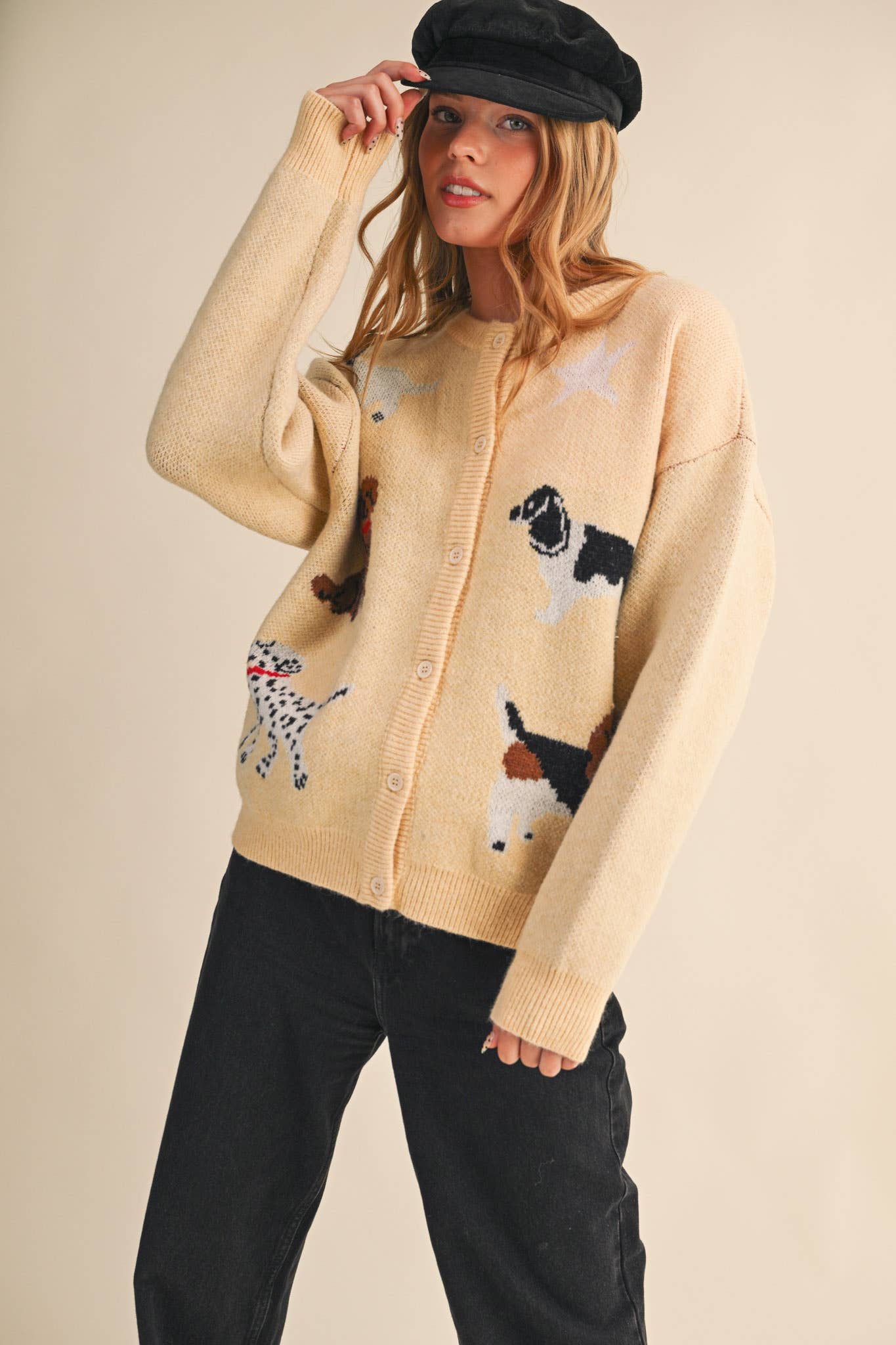 DOG KNIT SWEATER CARDIGAN MSW11186: Navy / S