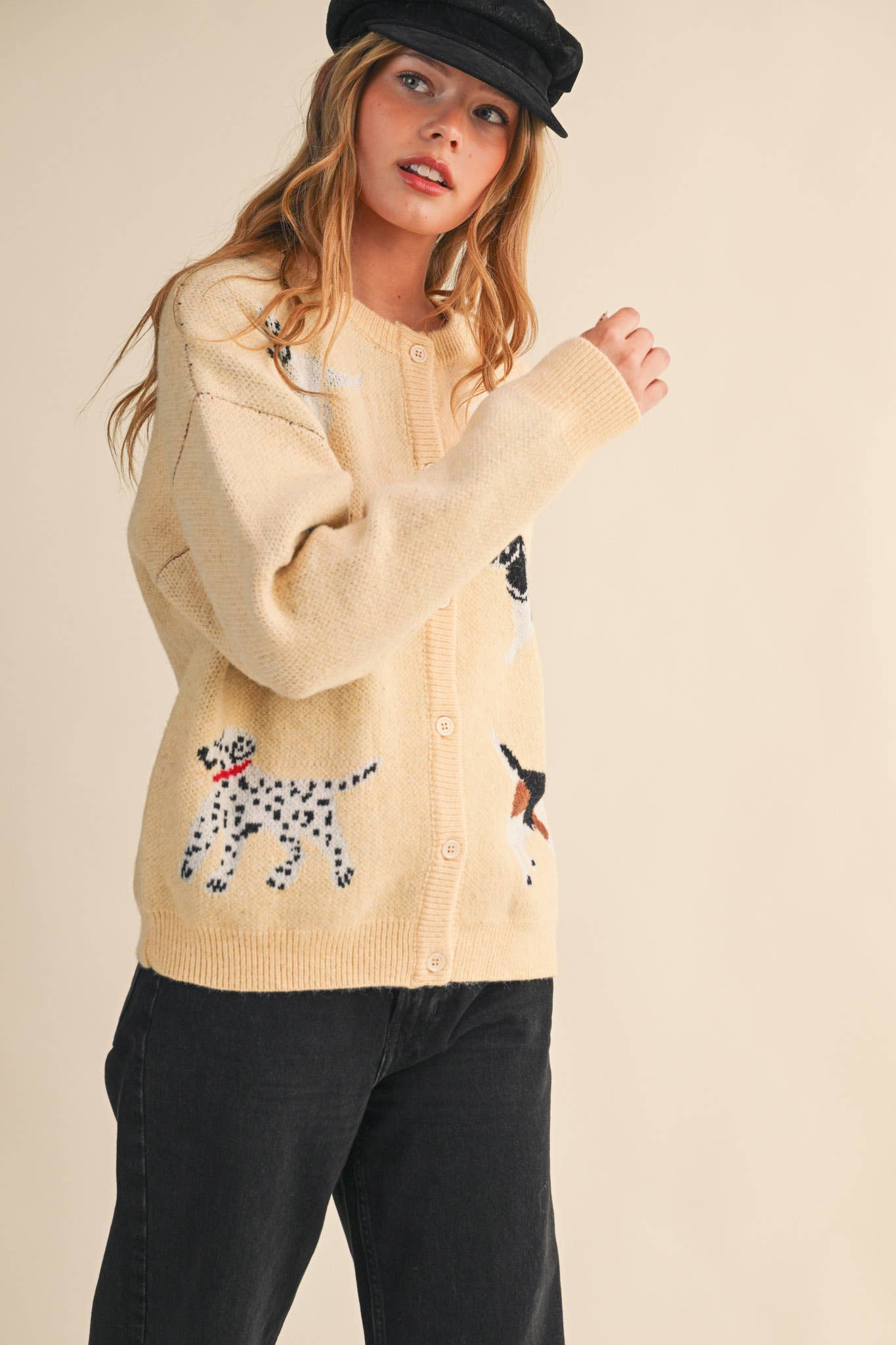 DOG KNIT SWEATER CARDIGAN MSW11186: Navy / M