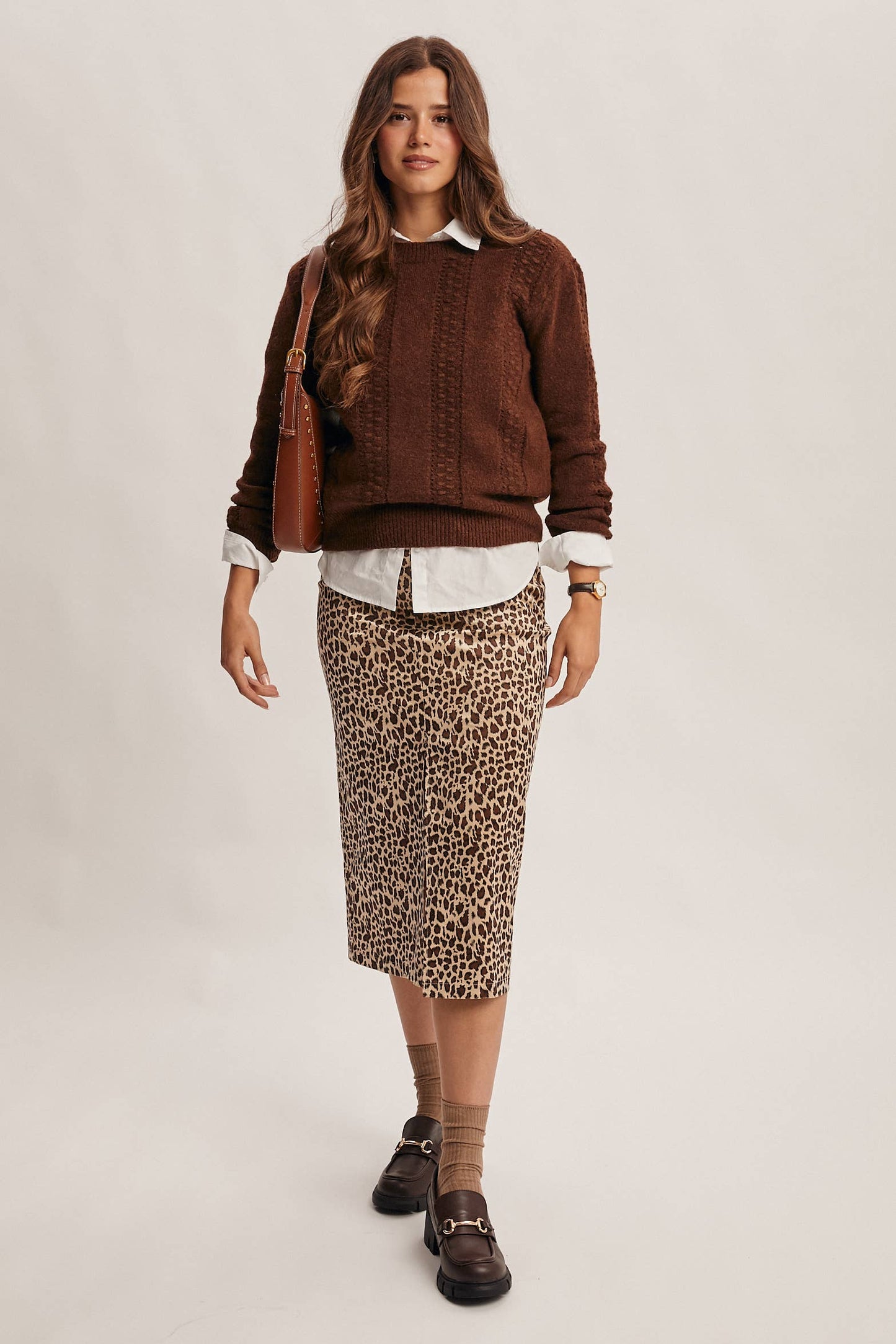 Textured Cable Stitch Pullover Sweater FSW0016: Elephant Grey / Contemporary / M