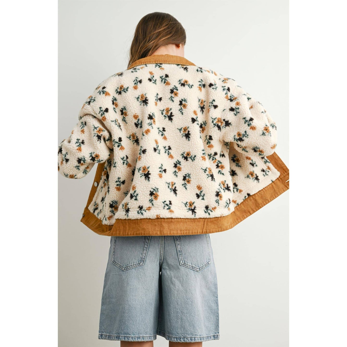 Floral  Collared Button-Down Jacket - BMJ7881: CREAM / CAMEL / S