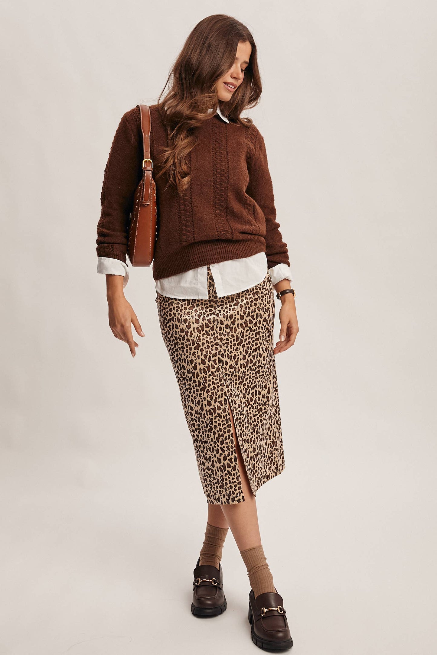 Textured Cable Stitch Pullover Sweater FSW0016: Elephant Grey / Contemporary / M
