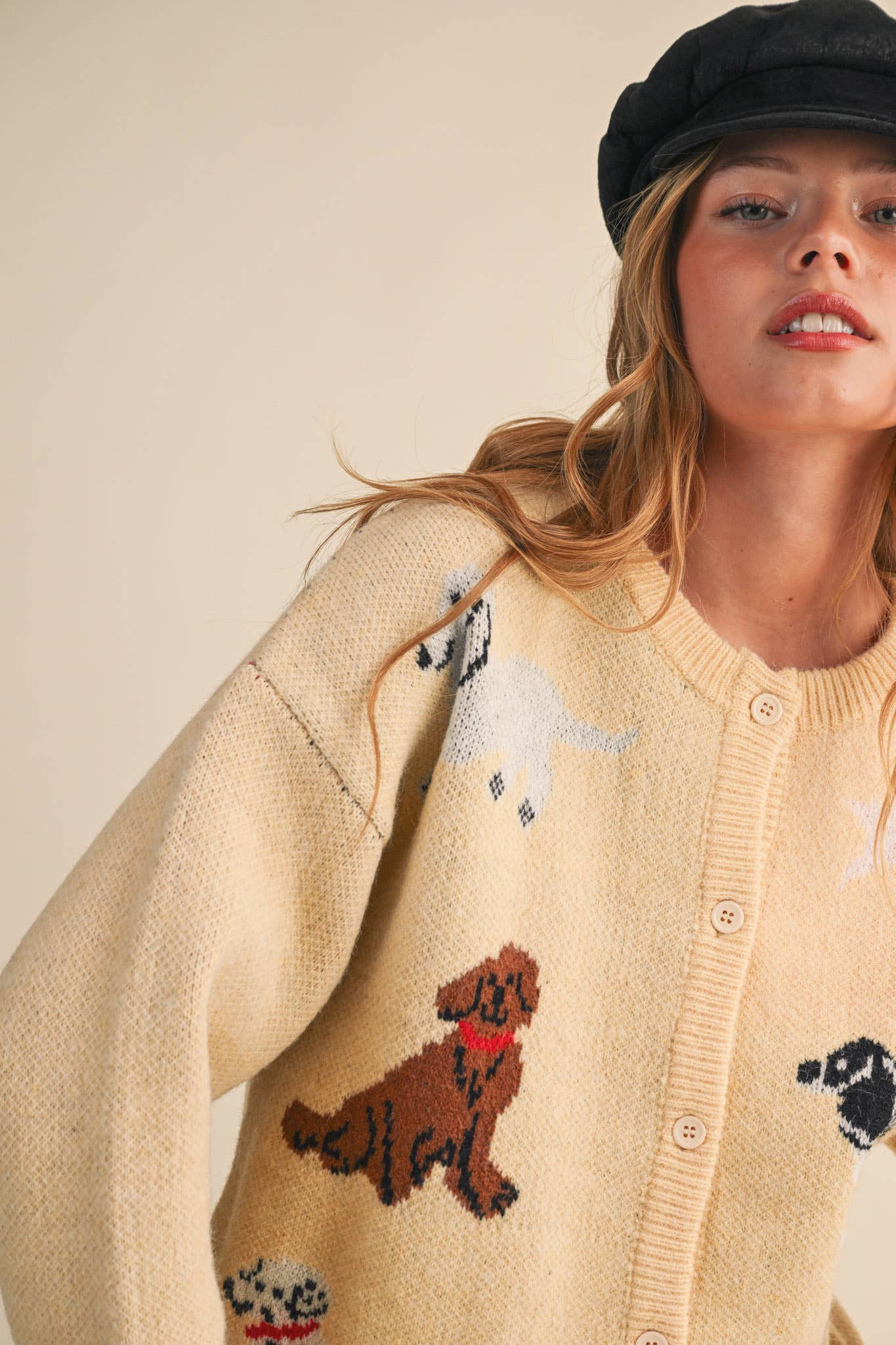 DOG KNIT SWEATER CARDIGAN MSW11186: Navy / L