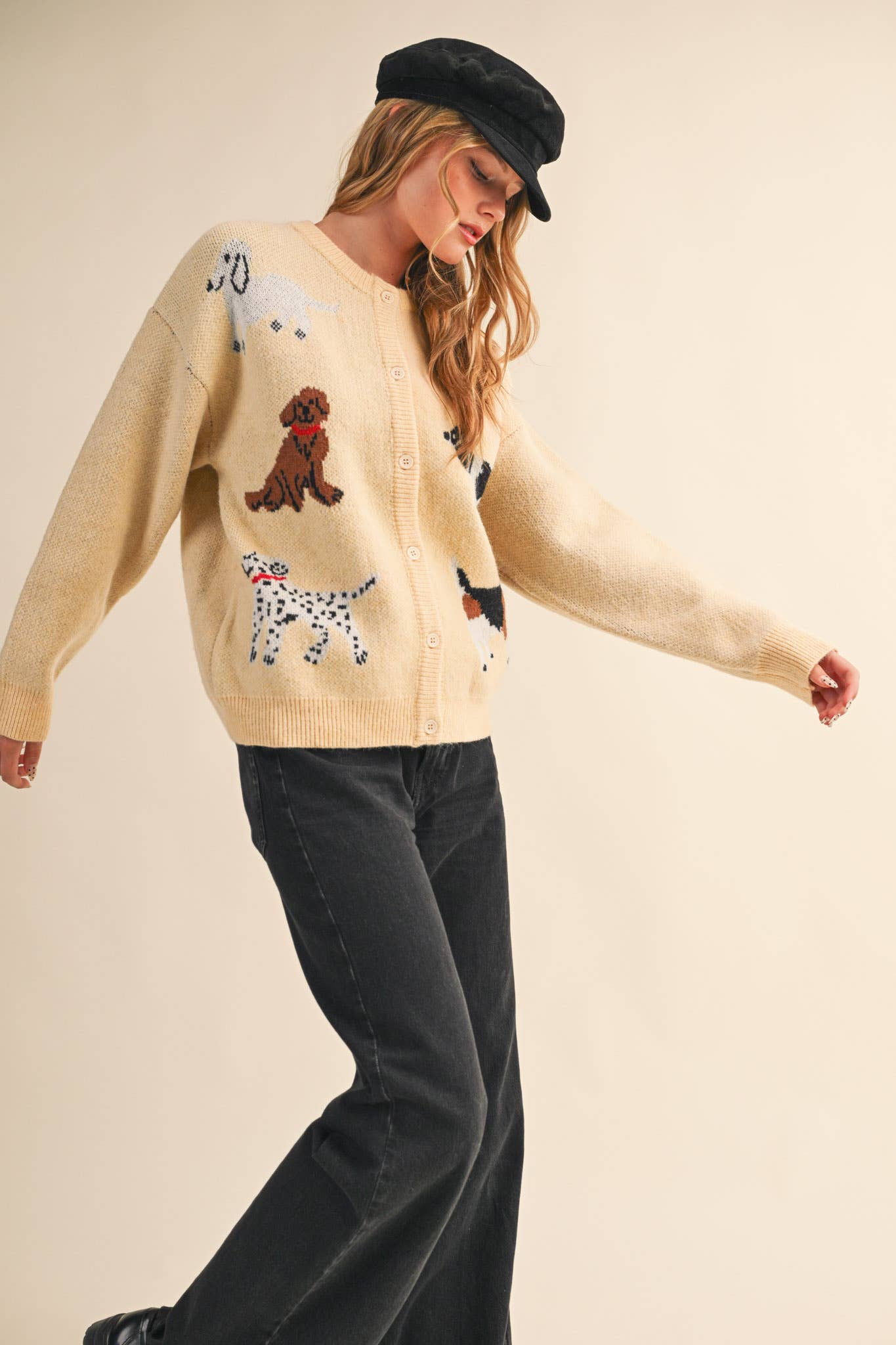 DOG KNIT SWEATER CARDIGAN MSW11186: Navy / S