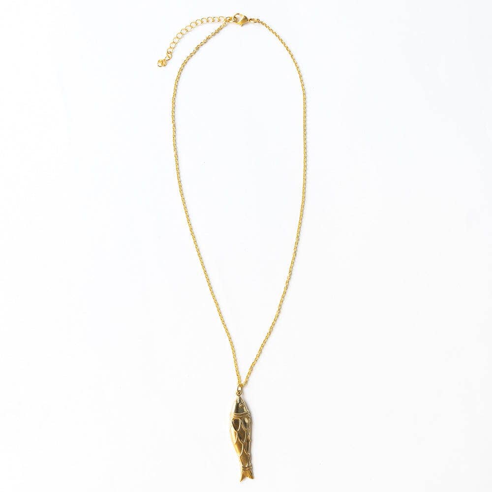 Sally Fish Dimensional Necklace Brass
