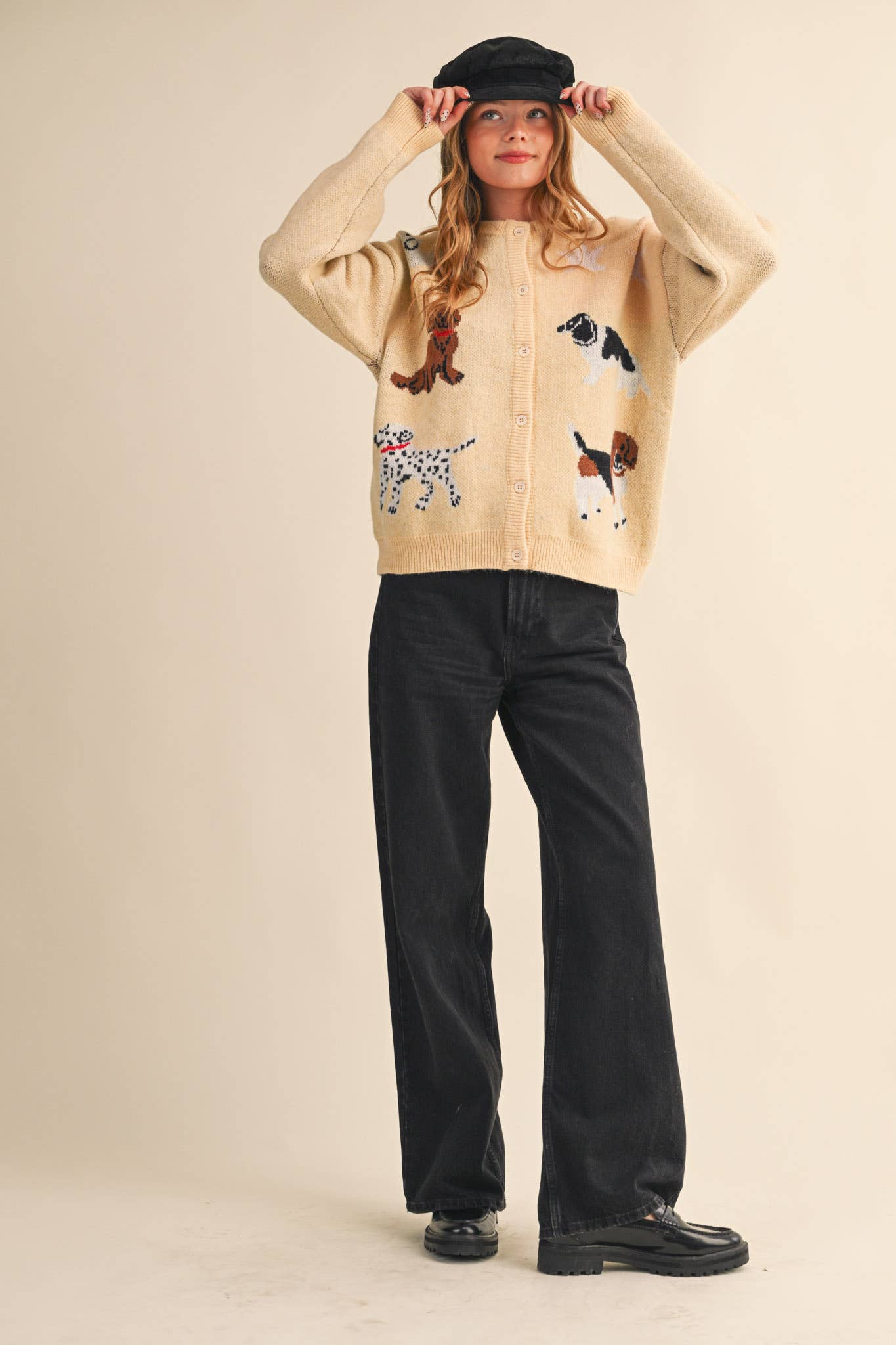 DOG KNIT SWEATER CARDIGAN MSW11186: Navy / L