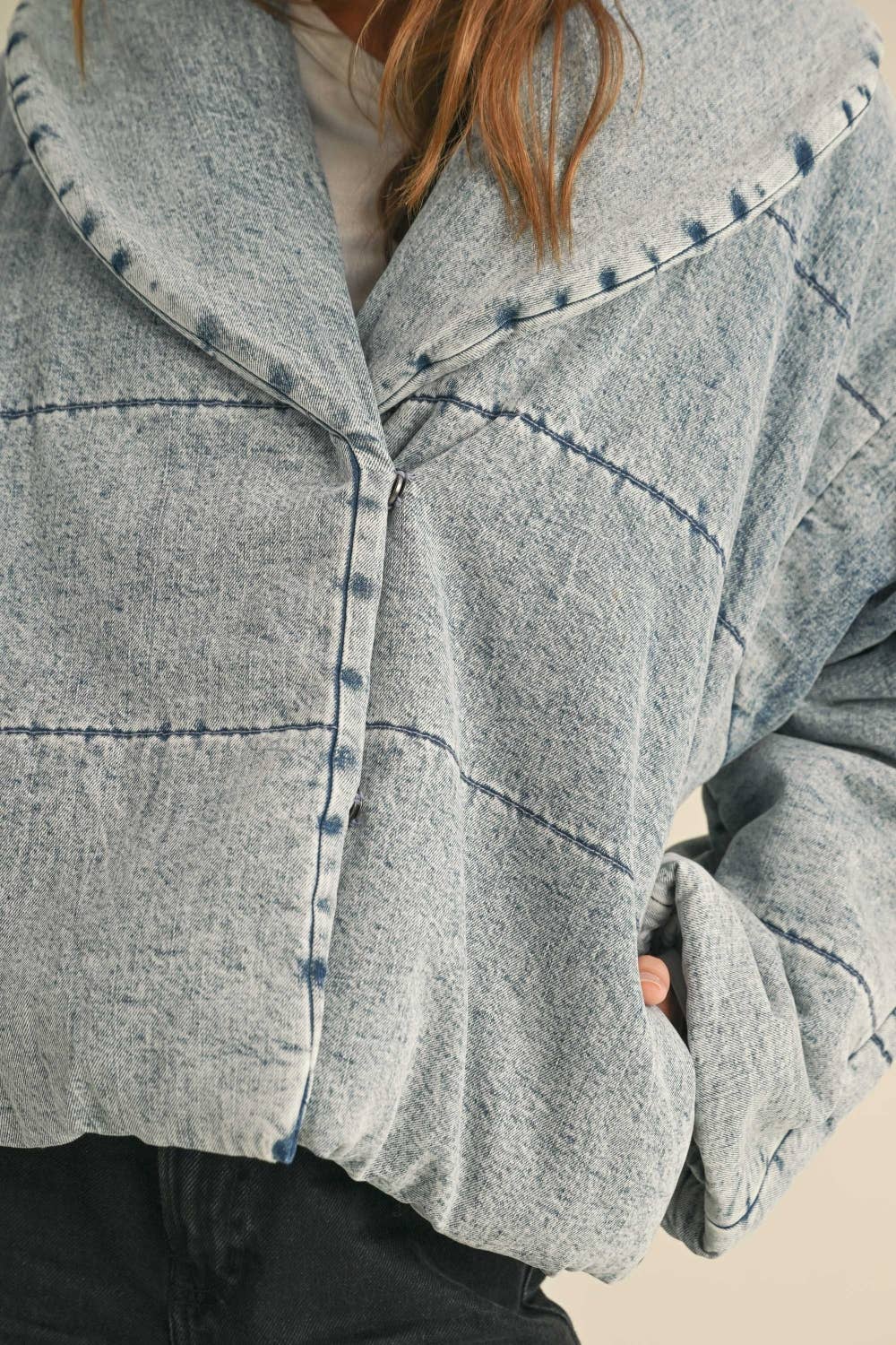 J3762  QUILTED DENIM JACKET: DENIM / SM