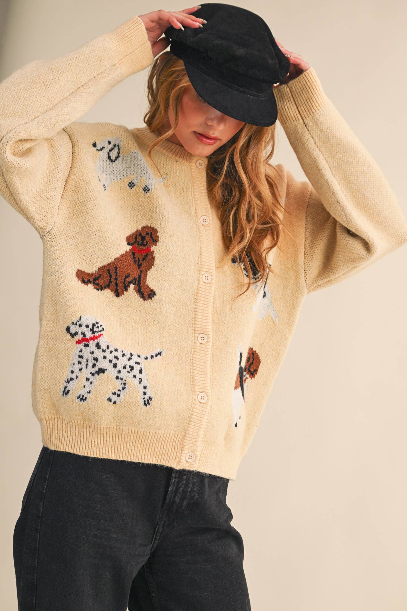 DOG KNIT SWEATER CARDIGAN MSW11186: Navy / L