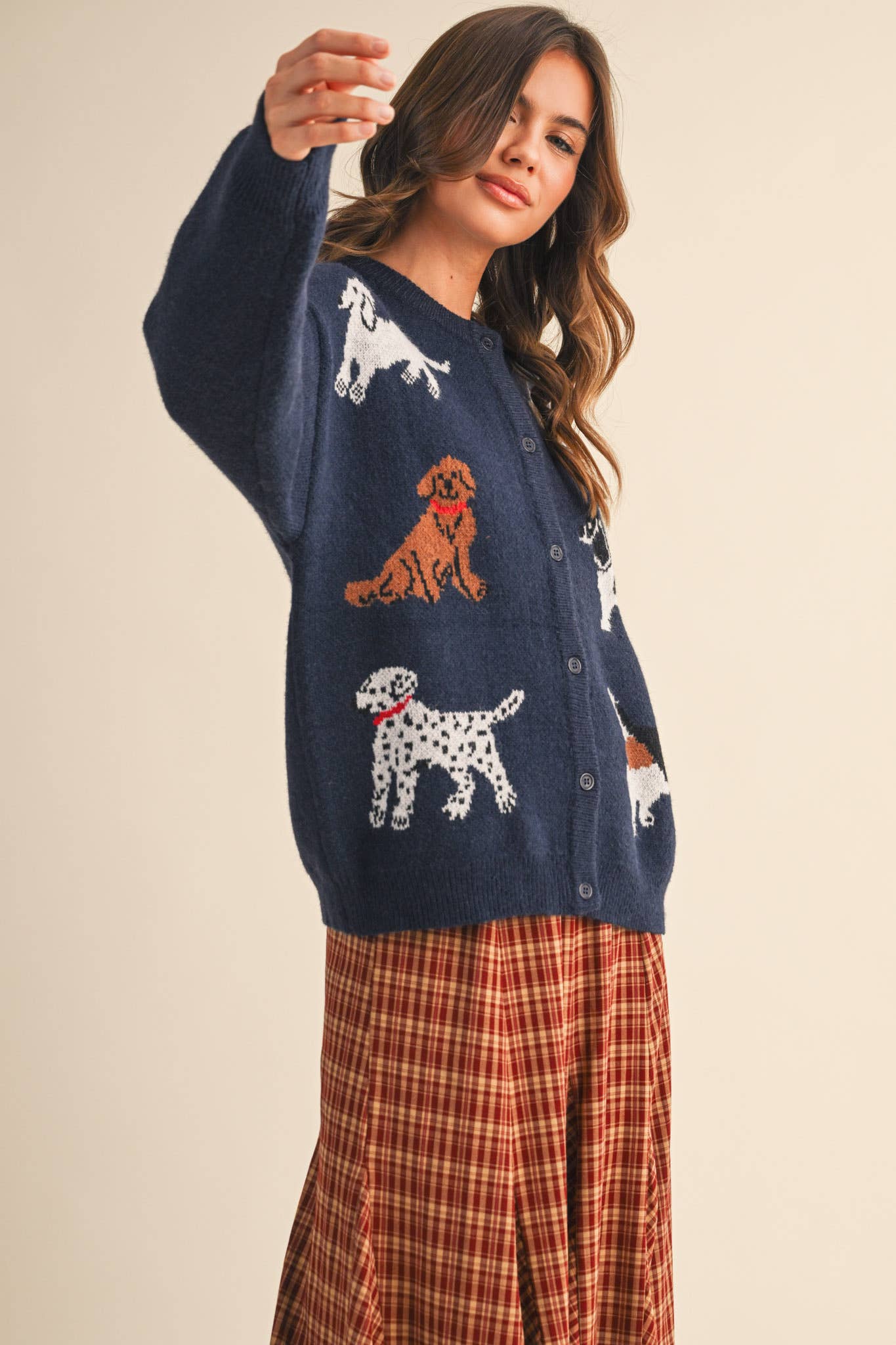 DOG KNIT SWEATER CARDIGAN MSW11186: Navy / M