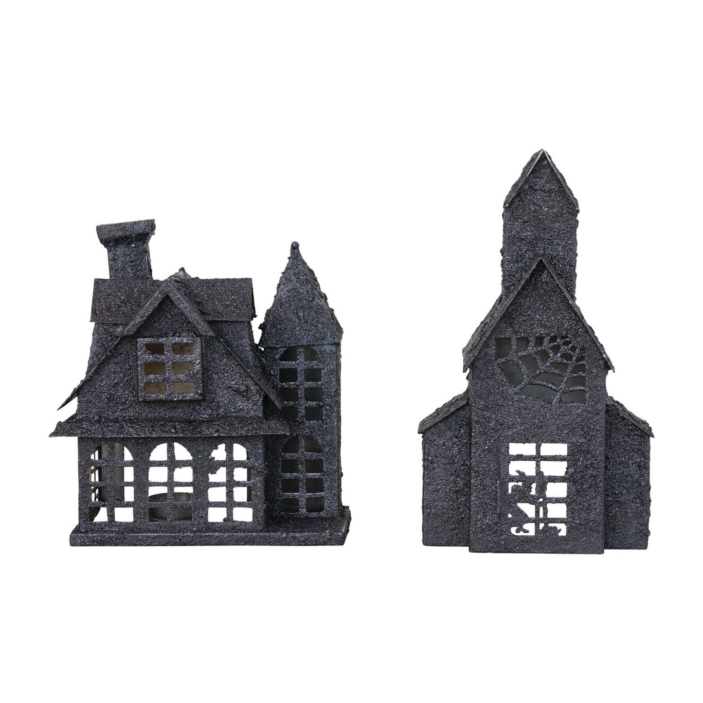 8-1/2"H - 11-1/4"H Metal House, Distressed Black, 2 Styles