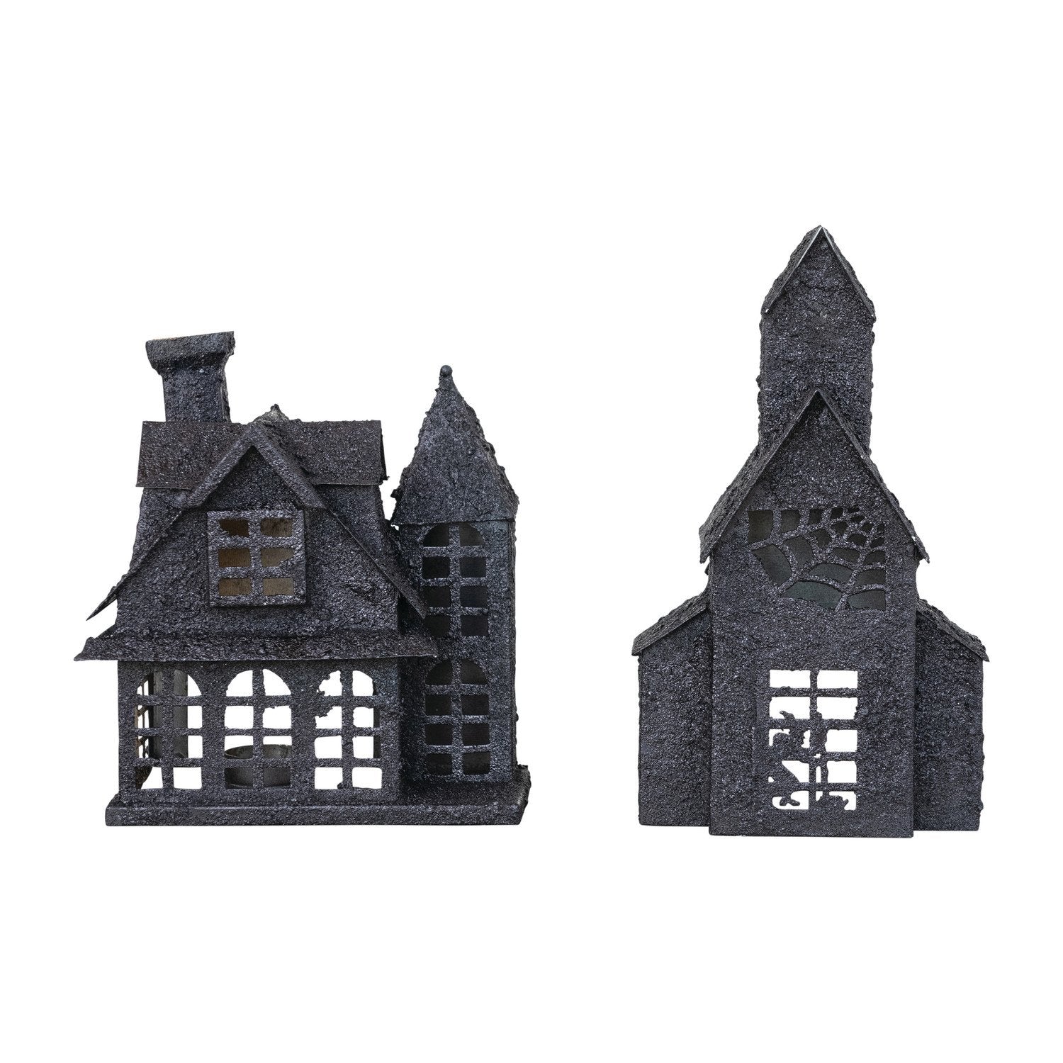 8-1/2"H - 11-1/4"H Metal House, Distressed Black, 2 Styles