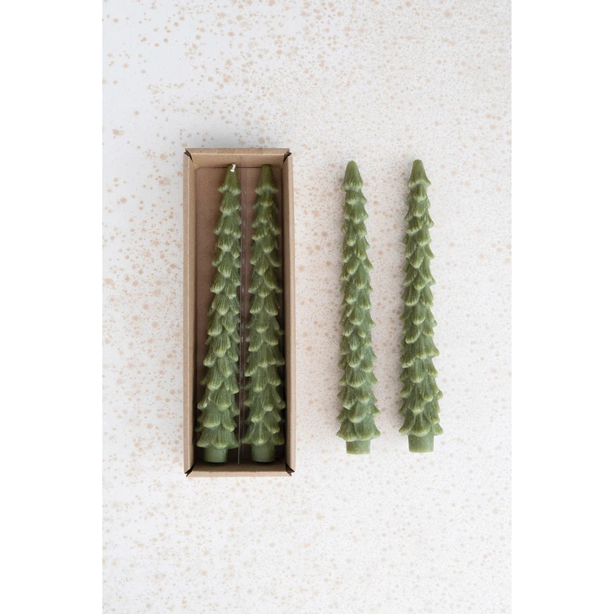 Unscented Tree Shaped Taper Candles, Set of 2
