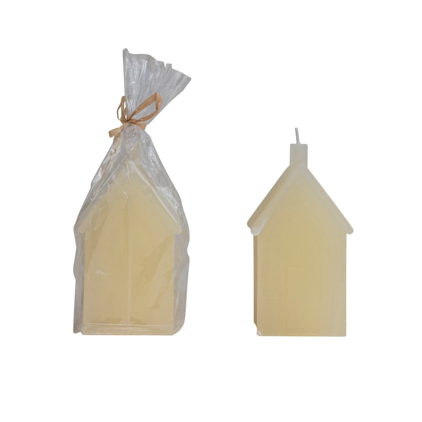 2-3/4" Square x 5"H Unscented House Shaped Candle, Cream Color