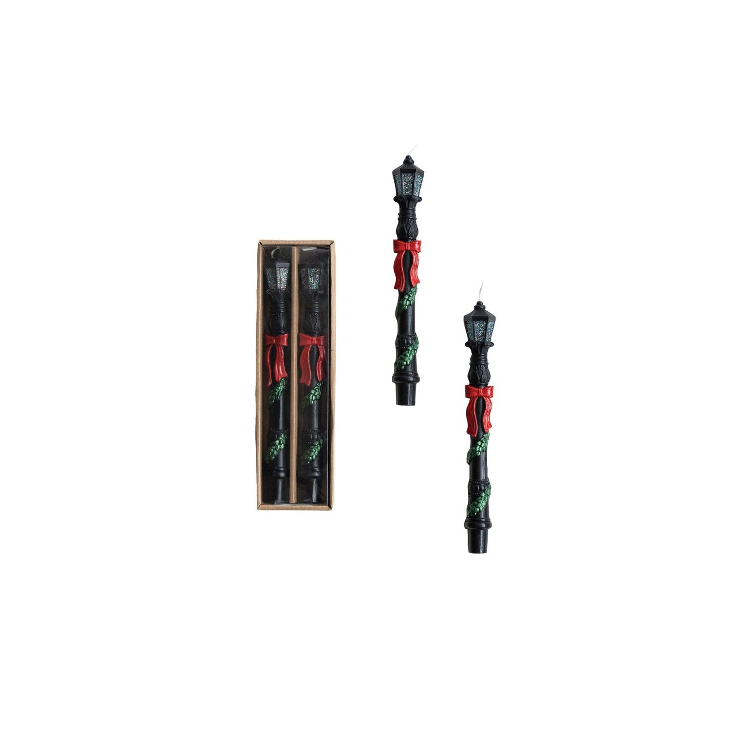 Unscented Lamp Post Shaped Taper Candles in Box, Set of 2