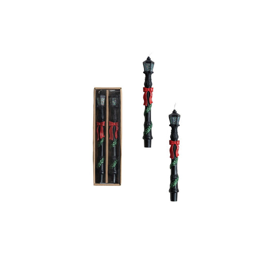 Unscented Lamp Post Shaped Taper Candles in Box, Set of 2