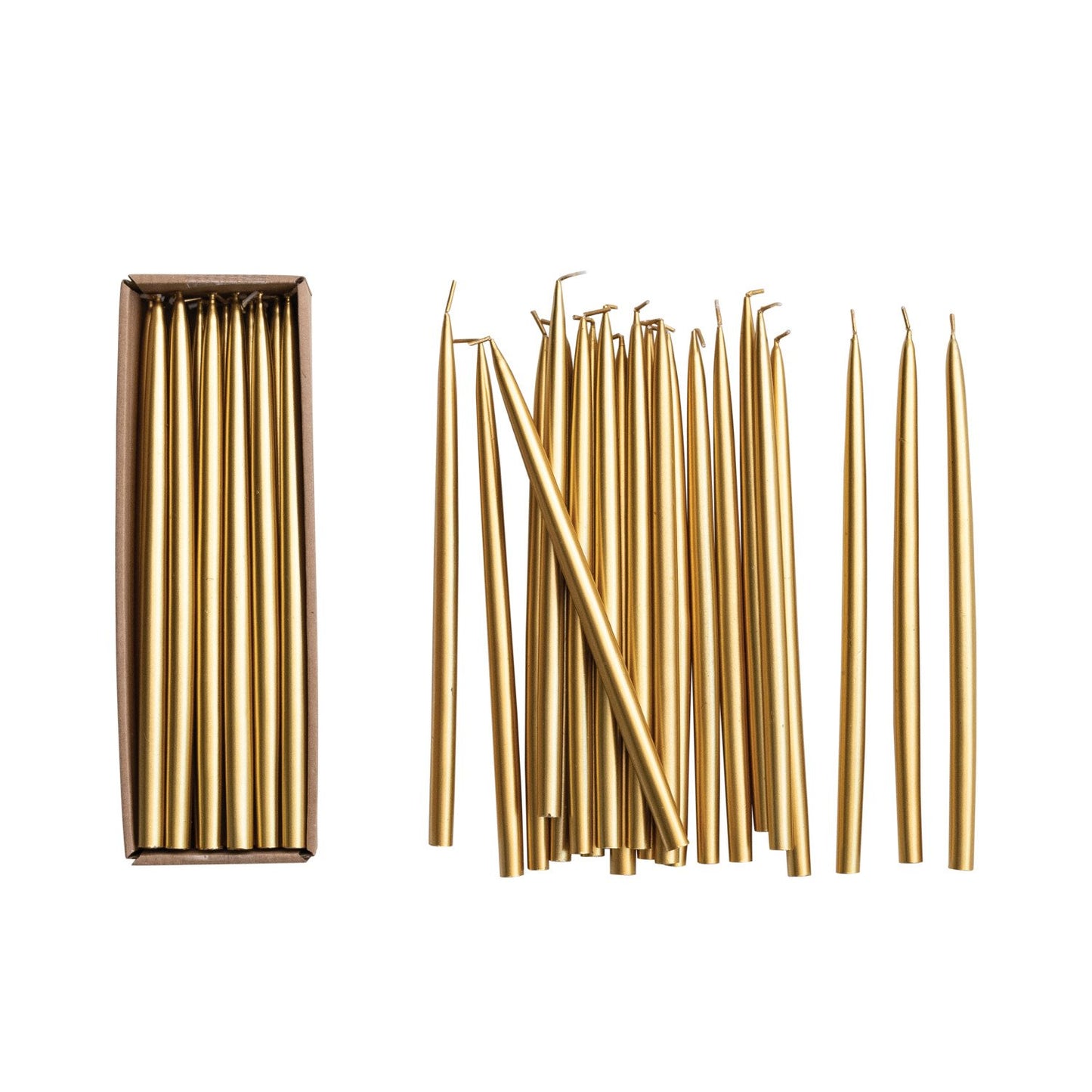 Unscented Thin Taper Candles in Box, Set of 24 (Est. Burn Time 3 Hours)