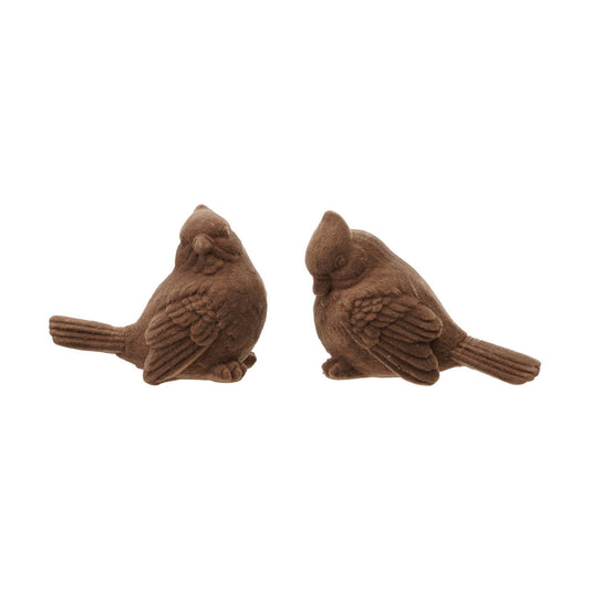 3-3/4"L x 2"W x 3"H Flocked Resin Cardinal, Taupe, 2 Styles
