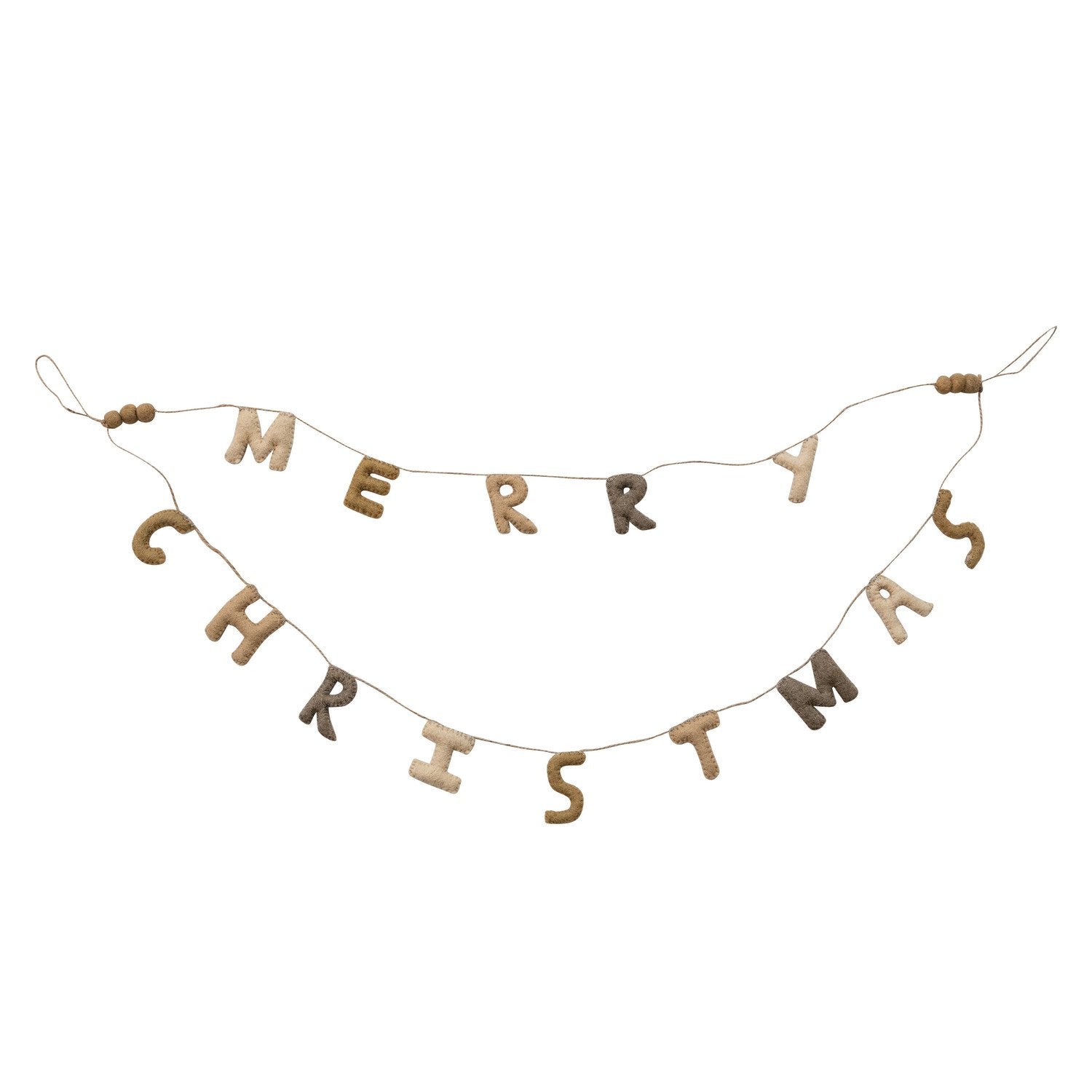 Handmade Wool Felt Banner with Pom Poms & Jute Cord