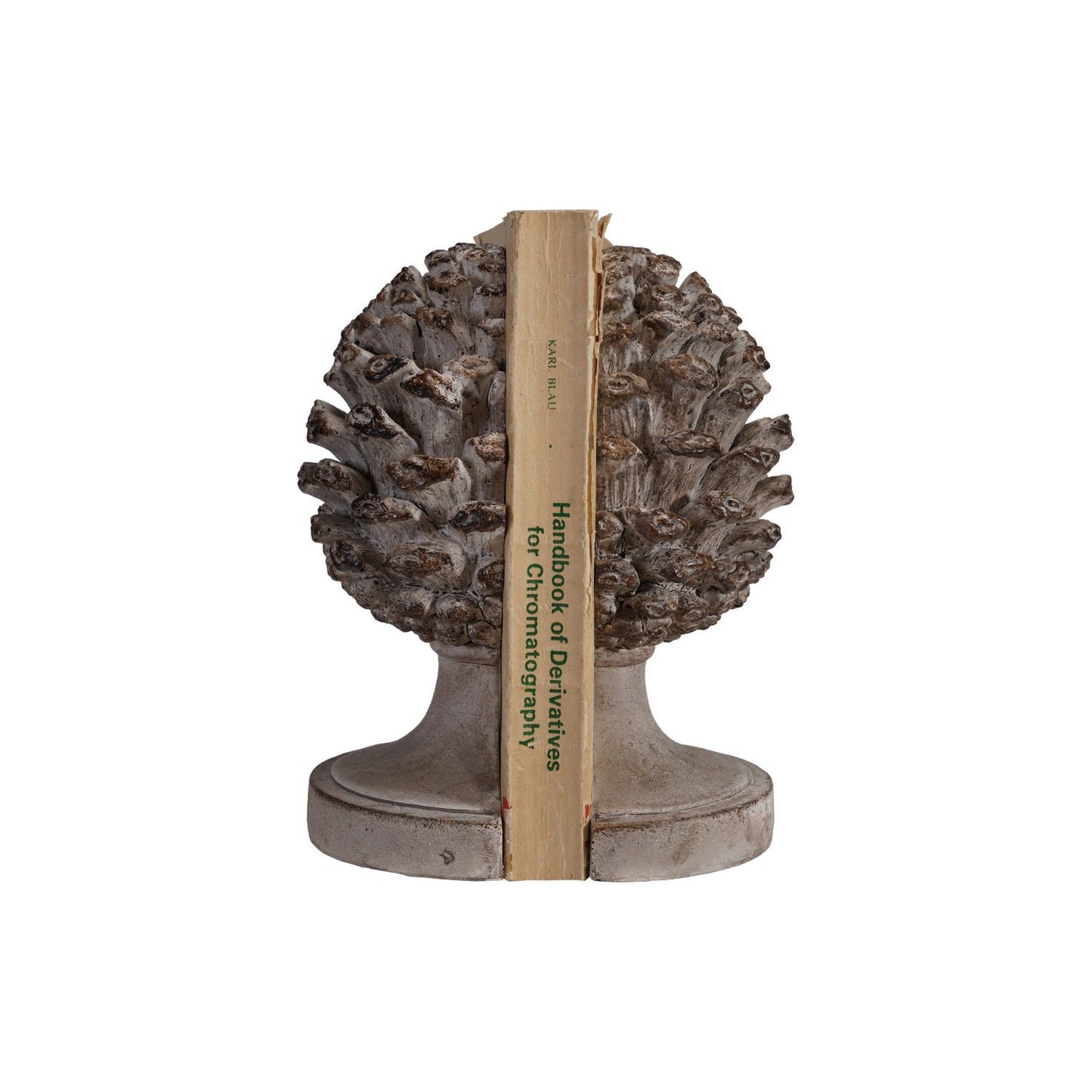Resin Pinecone Shaped Finial Bookends, Distressed Finish, Set of 2