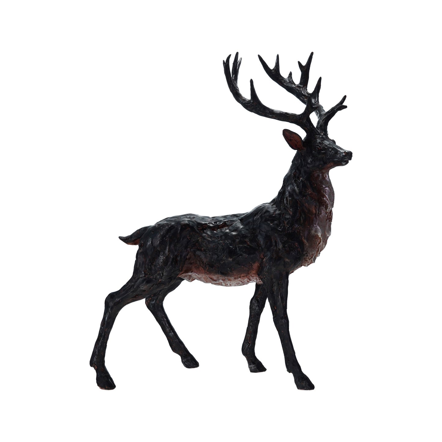 Hand-Painted Resin Standing Deer, Natural Brown