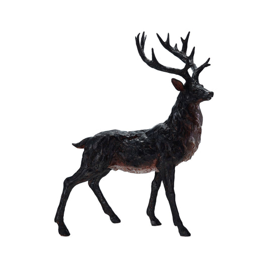 Hand-Painted Resin Standing Deer, Natural Brown